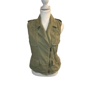 Madewell Womens Olive Green Utility Vest Full Zip Ripstop Military Jacket Small